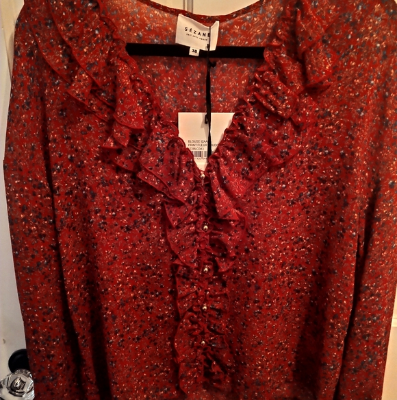 Sezane Isaac Floral Ruffle Blouse - Picture 4 of 9